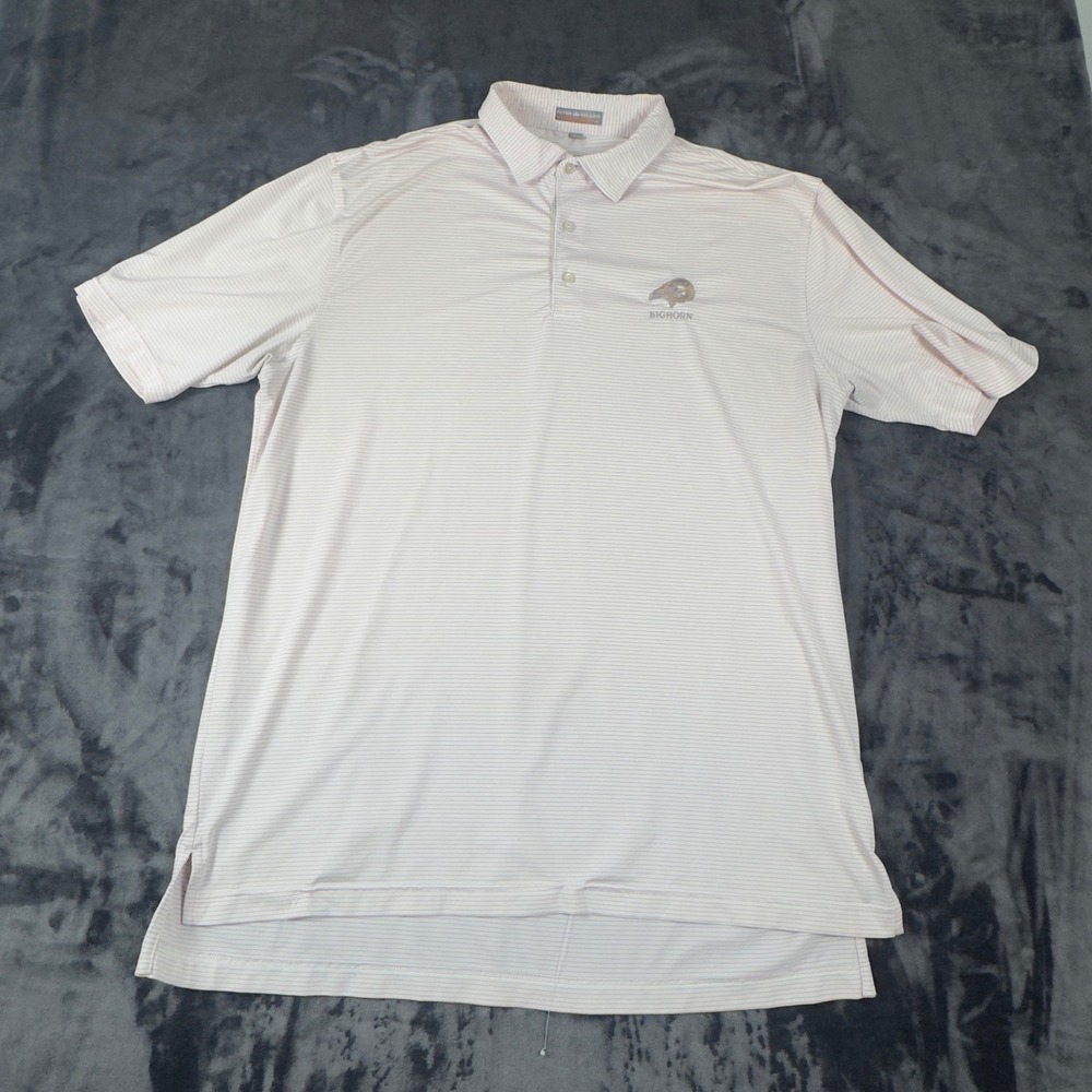 Peter Millar Polo Mens L Pink Striped Summer Comfort Bighorn Golf Performance